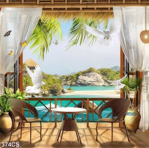 Tranh ban công nhìn ra biển đảo trang trí tường đẹp nhất