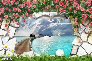 Tranh 3D hoa hồng và cảnh biển đẹp nhất