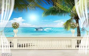 Tranh ban công bên cảnh biển file psd