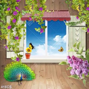Tranh ghép cửa sổ và hoa in uv