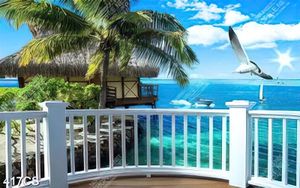Tranh ban công hướng ra biển decor tường