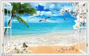 Tranh cửa sổ và hoa hướng ra bờ biển