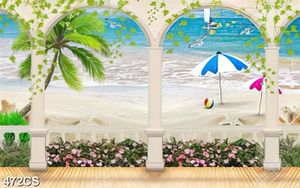 Tranh trang trí tường ban công bên bãi cát vàng in uv