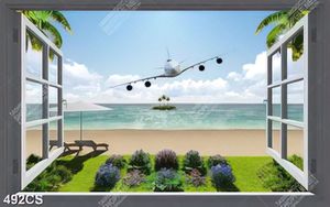 Tranh ghép cửa sổ và máy bay trên biển chất lượng cao