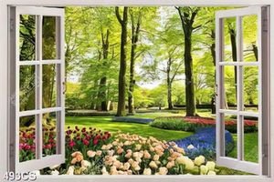 Tranh cửa sổ và hoa trang trí phòng ngủ in uv