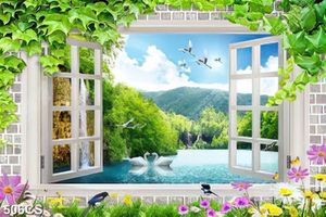 Tranh 3D phong thủy bên ô cửa sổ