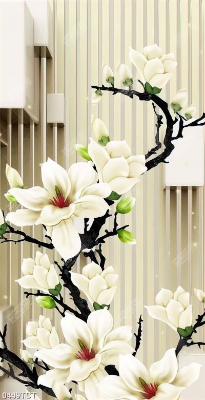 Tranh hoa mộc lan nền 3D