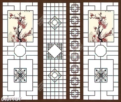 Tranh hoa đào nền hoa văn