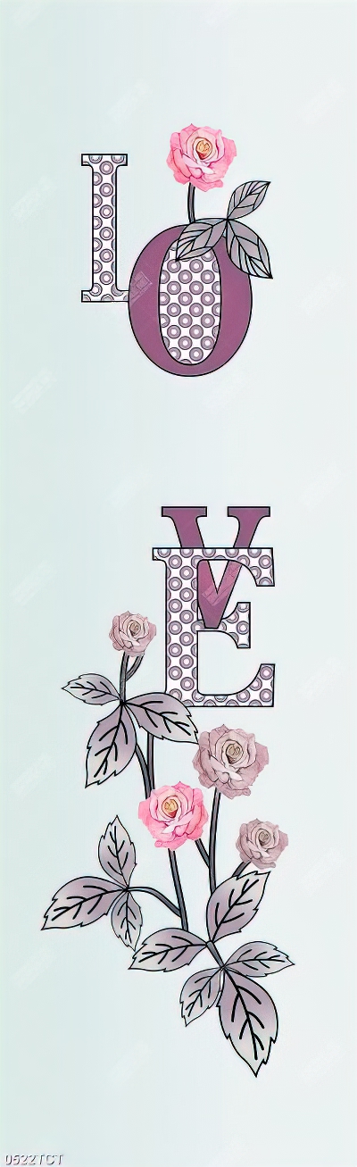 Tranh hoa hồng và chữ LOVE