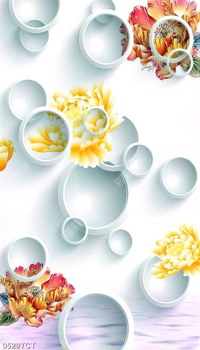 Tranh hoa mẫu đơn 3D