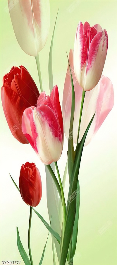 Tranh hoa tulip nền xanh