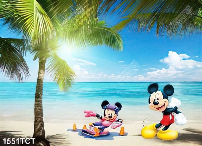 Tranh chuột mickey nền biển