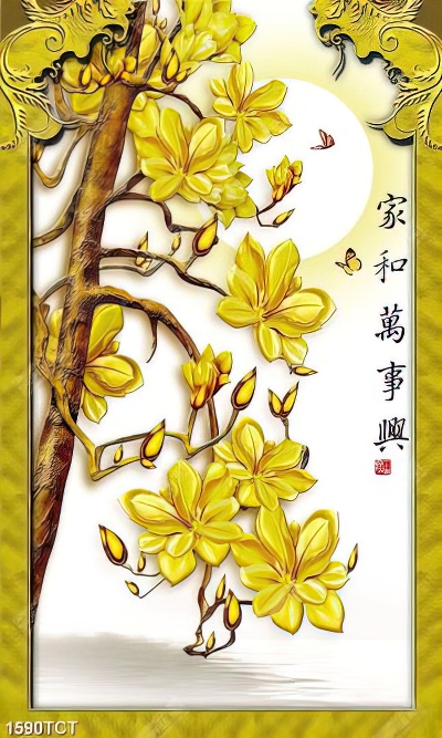 Tranh tài lộc hoa mộc lan
