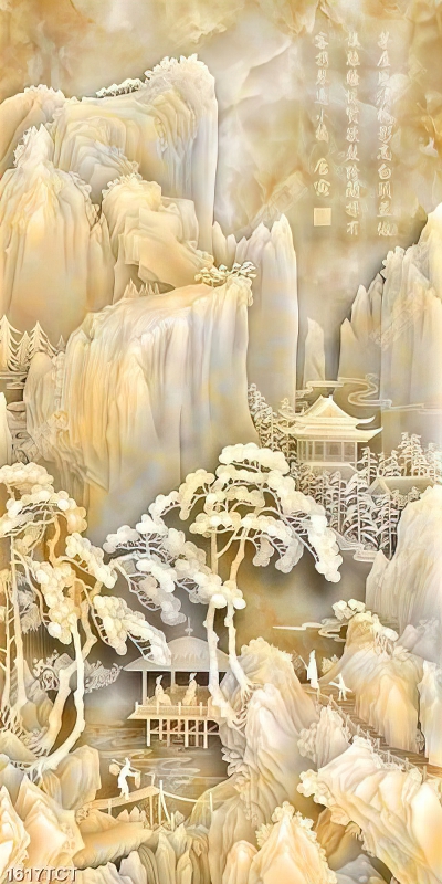 Tranh phù điêu núi và cây
