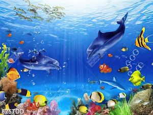 Tranh 3D đôi cá heo dưới đáy biển chất lượng cao