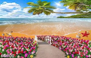 Tranh phong cảnh biển và vườn hoa nghệ thuật đẹp file psd