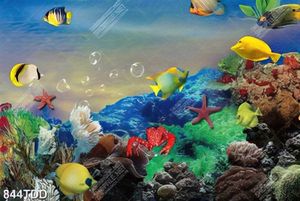 Tranh 3D san hô và đàn cá tung tăng trang trí phòng bé