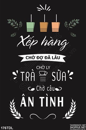 Tranh ca phe động lực ly trà sữa