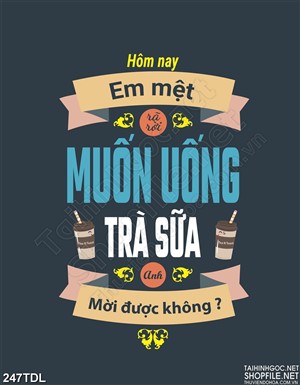 Tranh ca phe động lực tươi khỏe với ly trà sữa