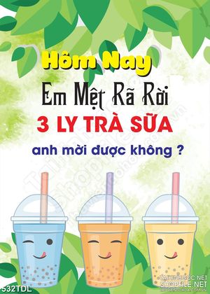 Tranh ca phe động lực từ ly trà sữa in treo tường