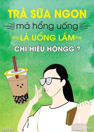 Tranh ca phe động lực thưởng thức ly trà sữa ngon trang trí