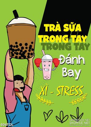 Tranh trang trí động lực thưởng thức ly trà sữa thơm ngon