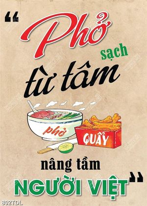 Tranh nha hang quan an động lực về Phở Việt Nam