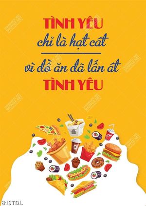 Tranh ca phe động lực tình yêu với đồ ăn