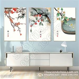 Tranh ghép hoa in vãi canvas