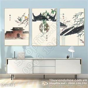 Tranh ghép in vải canvas ngôi nhà cổ