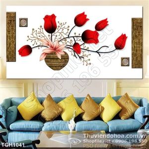 Tranh ghép bình hoa hiện đại 3d