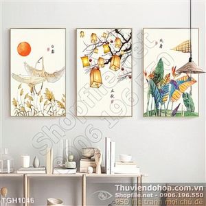 Tranh ghép in canvas hoa họa tiết
