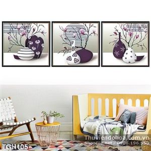 Tranh ghép bình  hoa in UV chất lượng cao