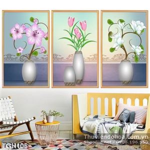 Tranh ghép bình hoa vector chất liệu UV