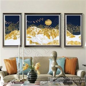 Tranh ghép núi đồi và mặt trăng đẹp 3d wall