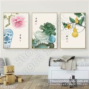 Tranh ghép phong thủy hoa in canvas đẹp 3d