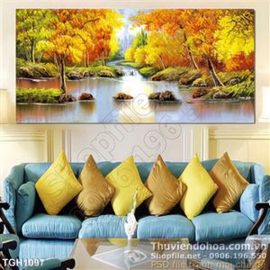 Tranh ghép sơn dầu khu rùng mùa thu