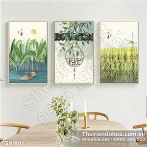 Tranh ghép cánh đồng và cối xoay gió