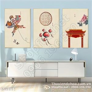 Tranh ghép con diều và lồng đèn