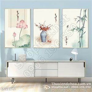 Tranh ghép bình hoa cổ in uv