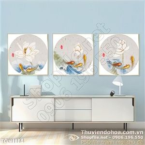 Tranh ghép 3d nghệ thuật hoa sen và cá chép