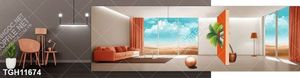 Tranh treo phòng khách đẹp ghép bộ