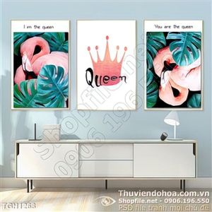 Tranh ghép hiện đại chim hồng hạc