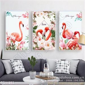 Tranh ghép chim hồng hạc đẹp