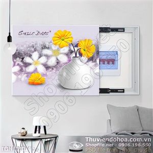 Tranh ghép bình hoa sứ màu trắng