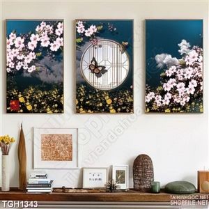 Tranh ghép hoa treo tường phòng khách