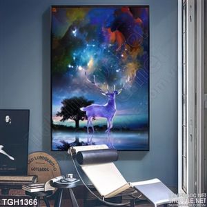 Tranh ghép chú hươu và bầu trời đêm