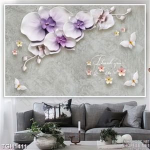 Tranh ghép lụa hoa lan tím