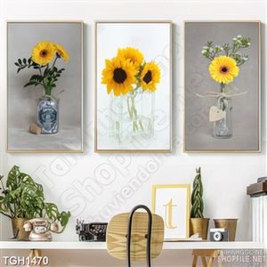 Tranh ghép bộ 3 bình hoa hướng dương