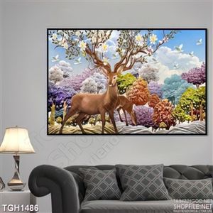 Tranh phong cảnh 3d thần hươu